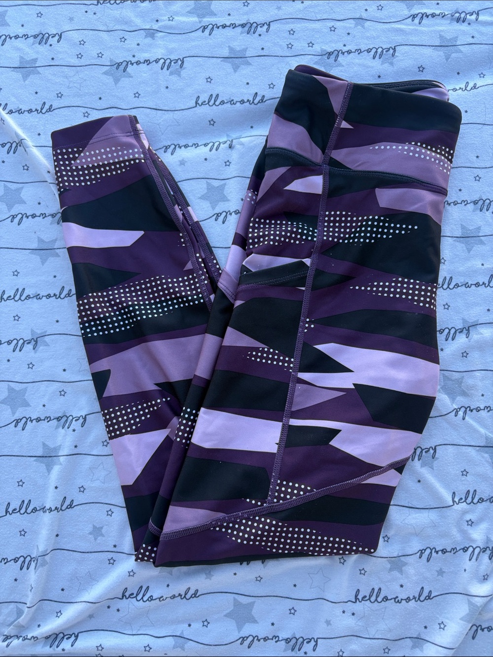 Asics Purple Patterned Athletic Leggings